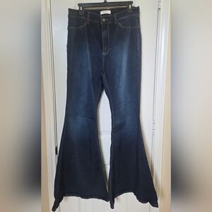 Vibrant Dark Blue Flare Jeans